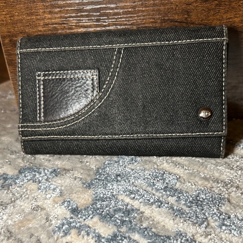 302. Christian Dior Leather and Black Denim wallet with COA